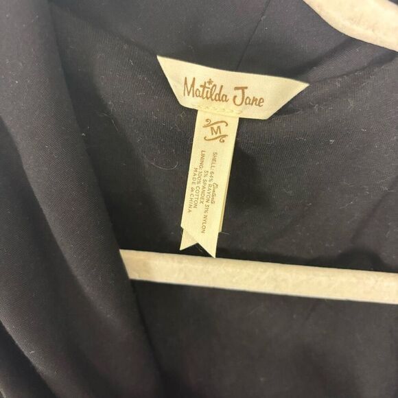 Matilda Jane Women's Laia Black Collared Asymetrical Zip Up Jacket Size Medium - Picture 6 of 6